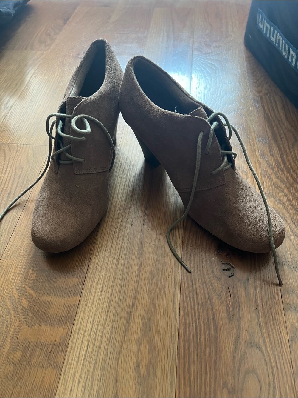 Clark’s Taupe Suede Lace-Up Heels